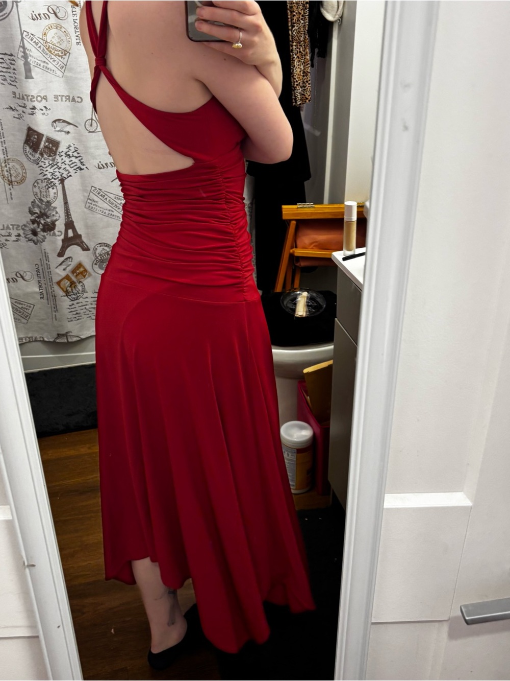 BCBGMaxAzria Red Sleeveless V-Neck Midi Dress - Picture 4 of 11